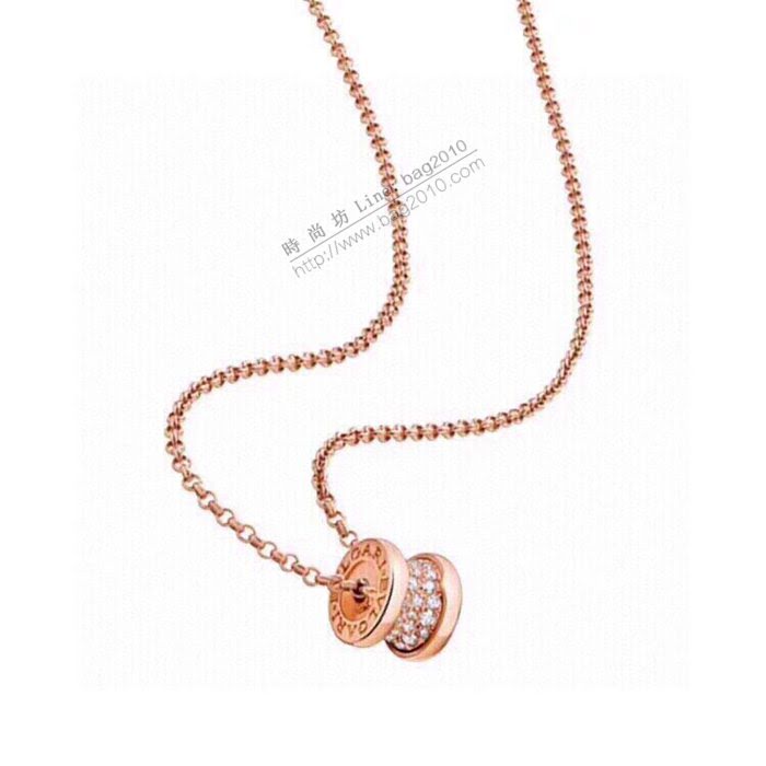 Bvlgari飾品 寶格麗專櫃款 滿鑽純銀女士項鏈 白金玫瑰金小蠻腰項鏈  zgbq3065